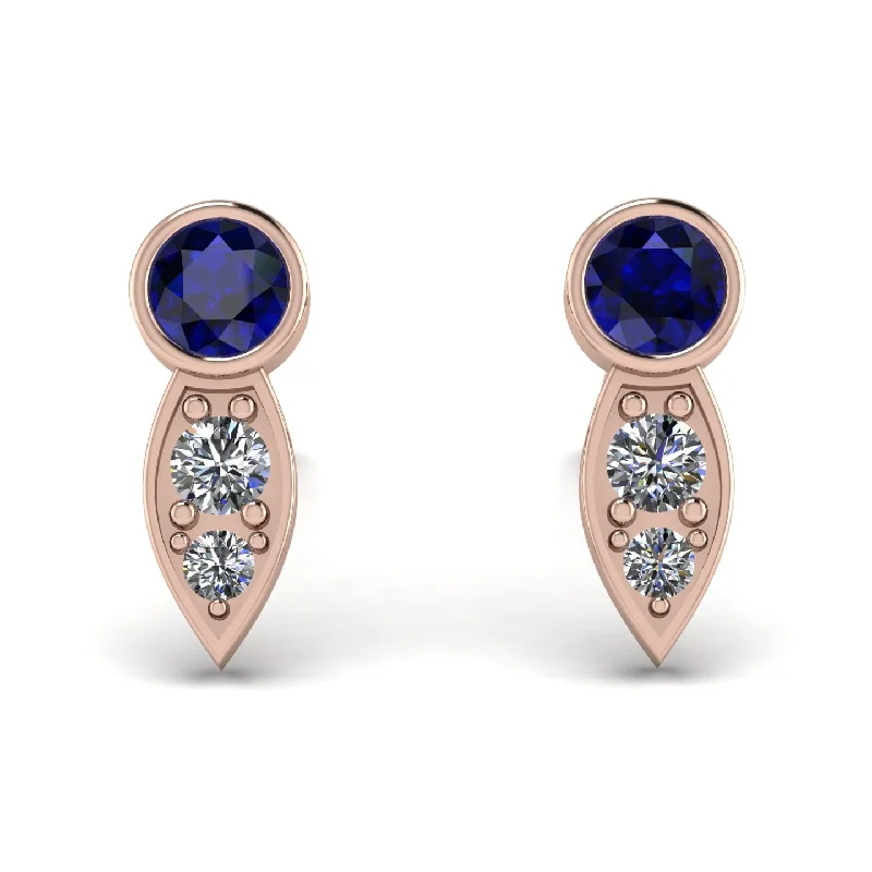 Women’s custom earrings-Bezel Sapphire Earrings In Pear Shaped - Aniya No. 14