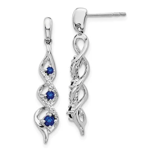 Women’s fine jewelry earrings-14KT GOLD 0.43 CTW SAPPHIRE & 0.12 CTW DIAMOND DANGLE TWIST EARRINGS