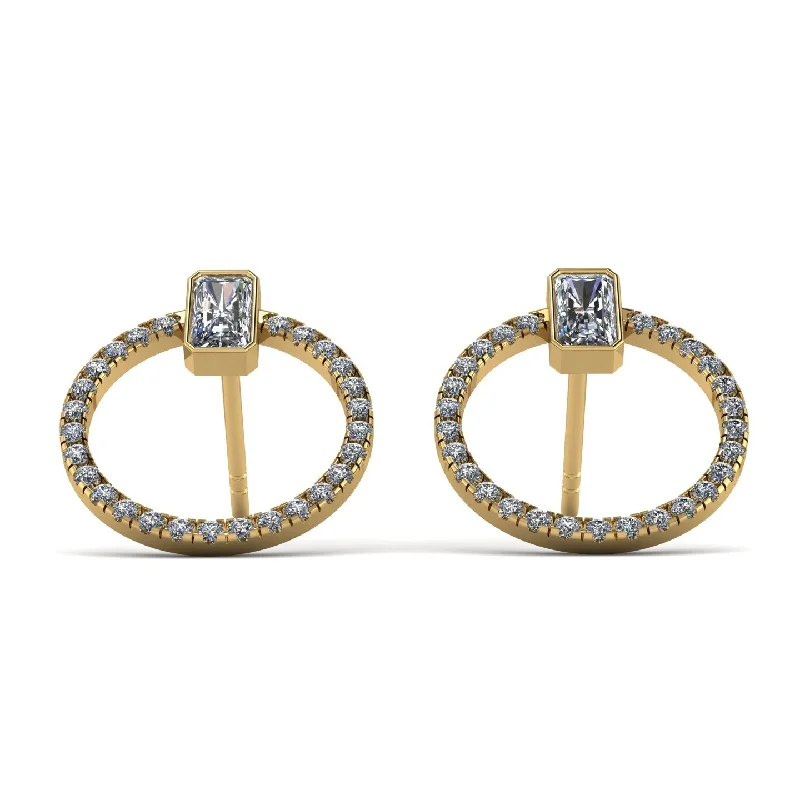 Women’s intricate design earrings-Emerald Cut Circle Diamond Earrings - Oaklyn No. 1