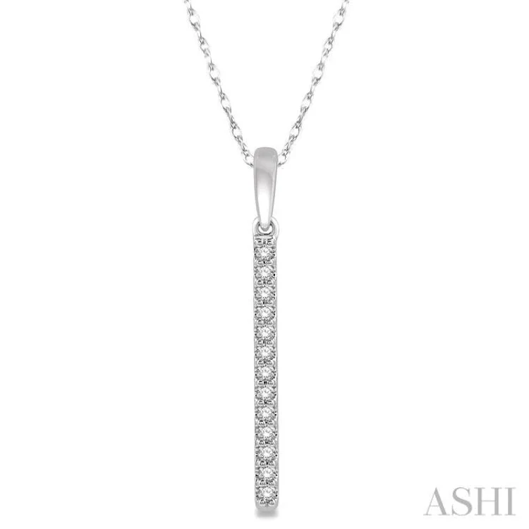 Women’s infinity necklace-1/10 Ctw Straight Bar Round Cut Diamond Pendant in 10K White Gold