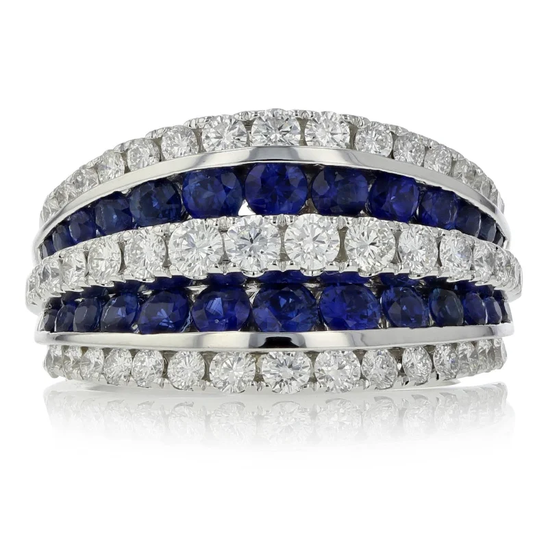 Women’s twisted engagement ring-Krypell Collection Diamond and Sapphire 5 Row Ring