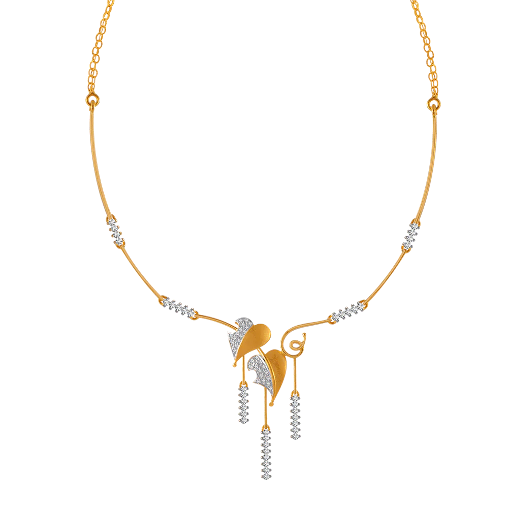 Women’s three-layer necklace-18KT (750) Yellow Gold And Solitaire Necklace For Women