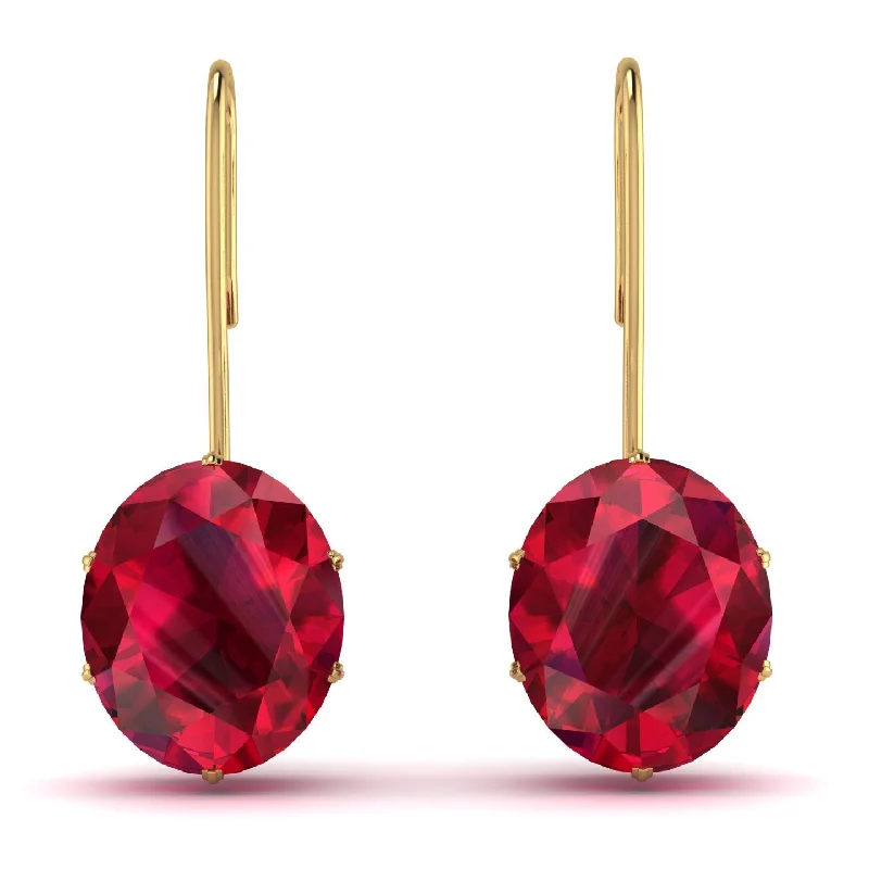 Women’s drop earrings-Oval Hidden Halo Ruby Earrings - Gemma No. 10