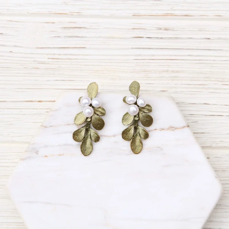 Women’s stud earrings with diamonds-Barberry Pearl Drop Post Earrings