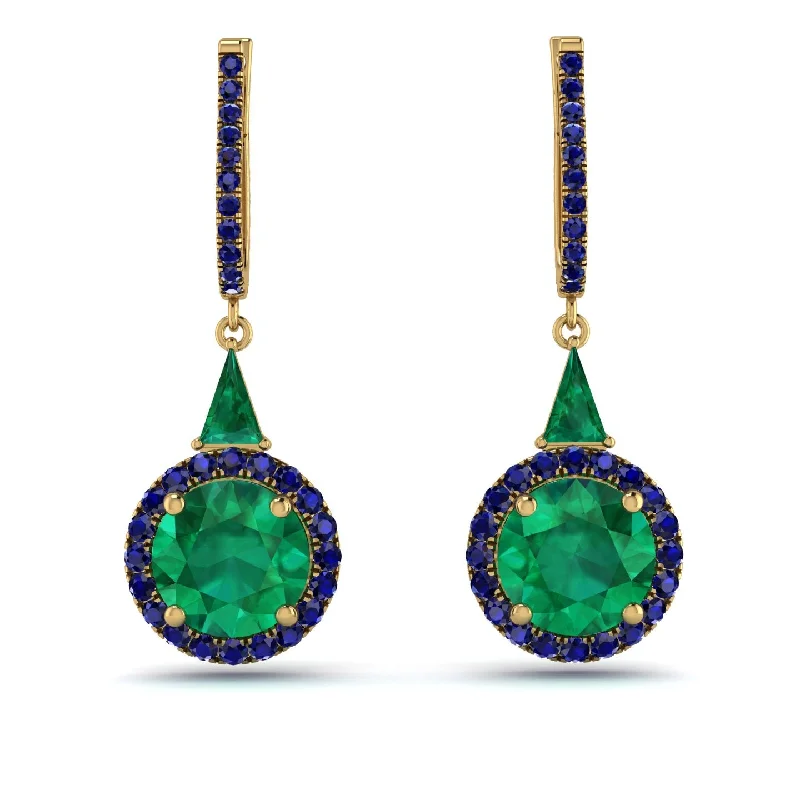 Women’s gold-plated hoop earrings-Hidden Halo Emerald Earrings - Joanna No. 64