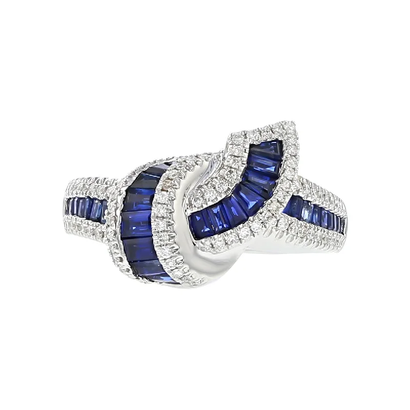 Women’s classic engagement ring-Krypell Collection Diamond Sapphire Embrace Ring