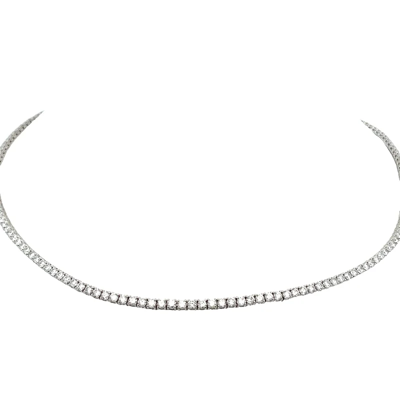 Women’s simple gold necklace-LAB GROWN ROUND DIAMONDS 8.73ctw TENNIS NECKLACE