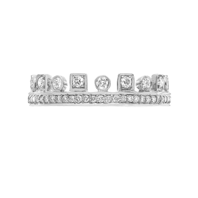 Women’s platinum and diamond engagement ring-Crown Diamond Band