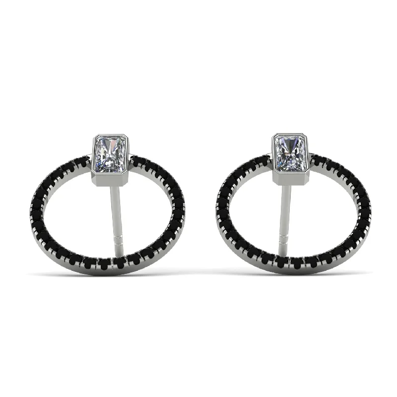 Women’s engraved earrings-Emerald Cut Circle Diamond Earrings - Oaklyn No. 33