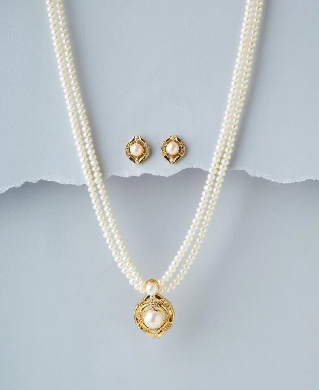 Women’s handmade necklace-Trendy Real Pearl Necklace Set