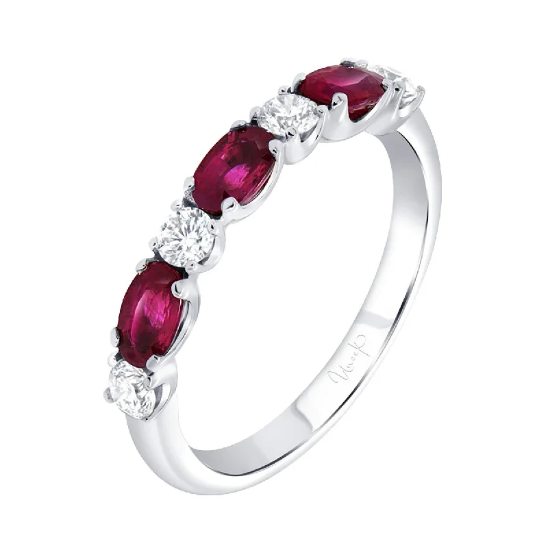 Women’s unique engagement ring-Anniversary Precious Straight Ruby Diamond Fashion Ring