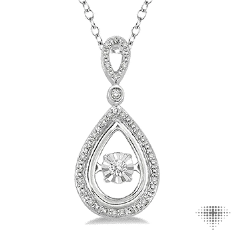 Women’s layered pearl necklace-1/10 Ctw Pear Shape Diamond Emotion Pendant in Sterling Silver with Chain