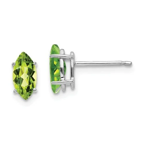 Women’s textured earrings-14KT WHITE GOLD 1.30 CTW MARQUISE PERIDOT EARRINGS