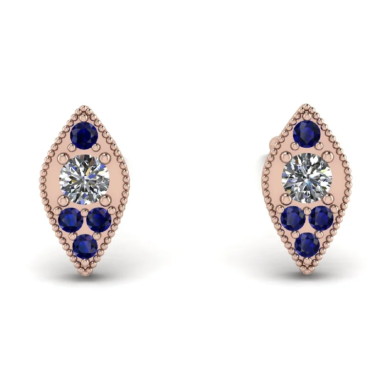 Women’s stud earrings with diamonds-Milgrain Marquise Diamond Earrings - Faye No. 62