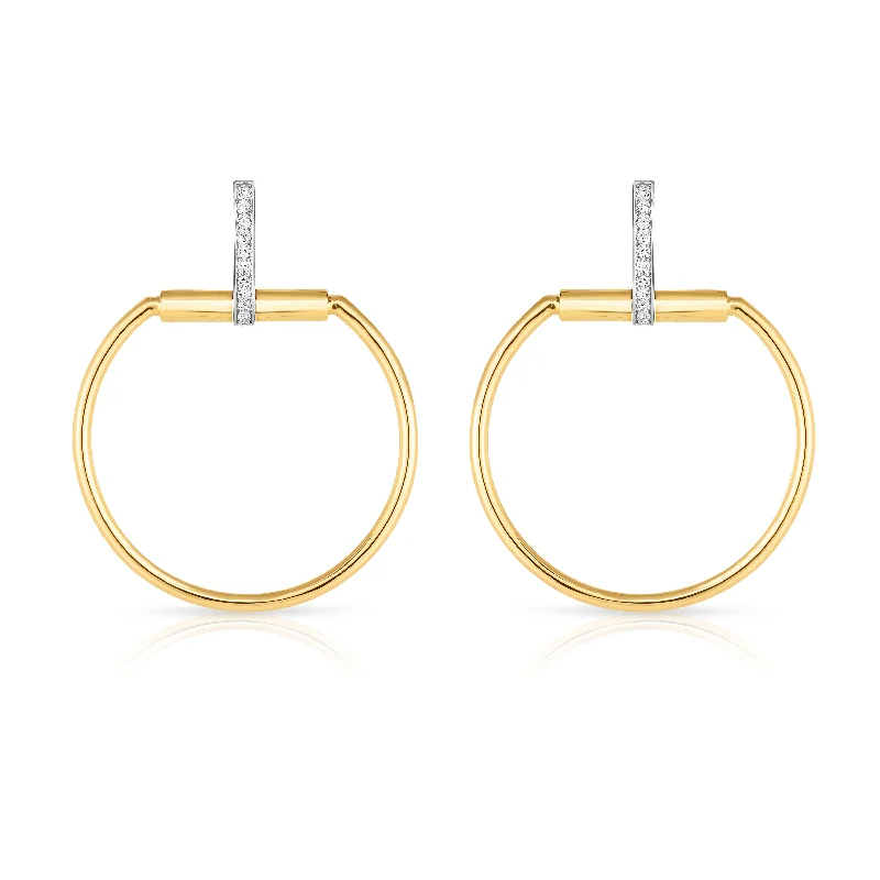 Women’s matching earrings set-Classica Parisenne 0.20ct Diamond Hoop Earrings in 18K Yellow and White Gold