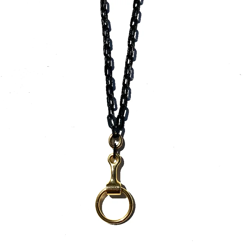 Women’s pearl pendant necklace-VALEGRO No.7 NECKLACE  | black & gold