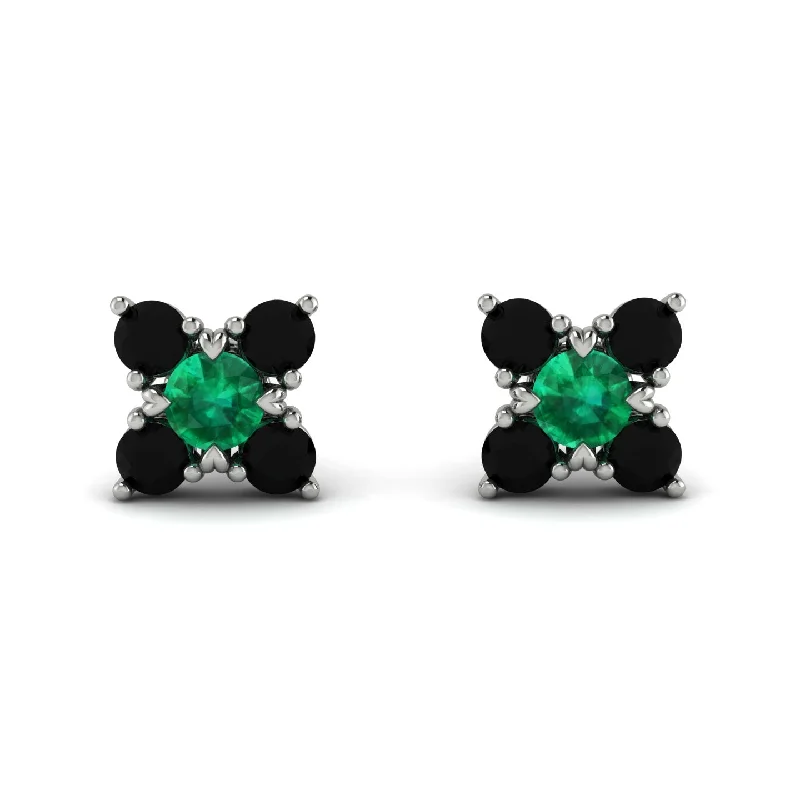 Women’s diamond hoop earrings-Geometrical 5 Emeralds Stud Earrings - Noa No. 36