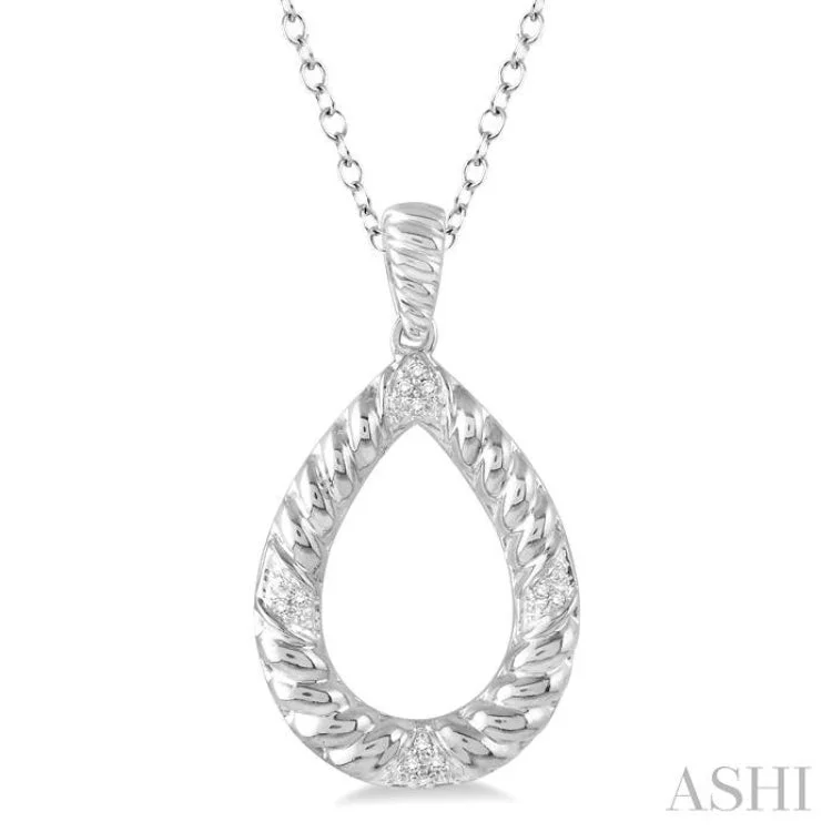 Women’s custom name necklace-1/20 Ctw Pear Shape Round Cut Diamond Pendant in Sterling Silver with chain