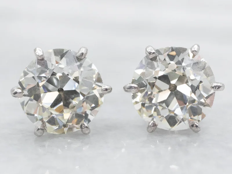 Women’s luxury earrings-Antique GIA Certified Old European Cut Diamond Stud Earrings