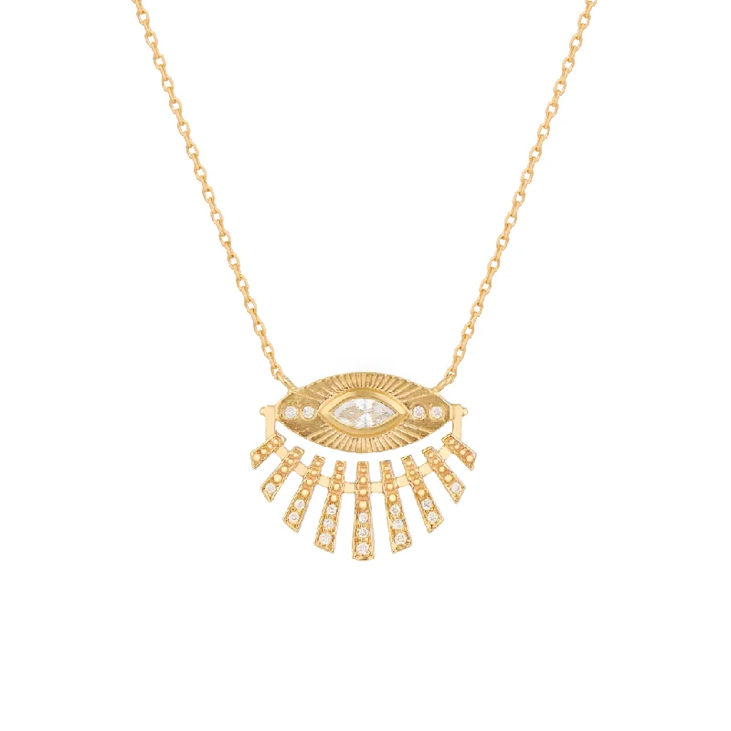 Women’s simple gold necklace-Sun Eye & Diamonds Necklace