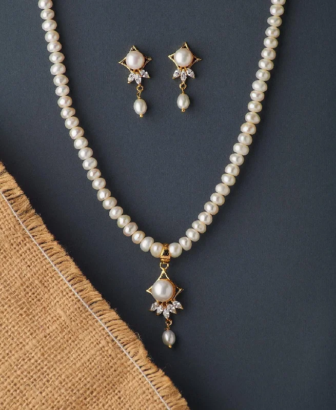 Women’s rose gold necklace-Trendy Real Pearl Necklace Set