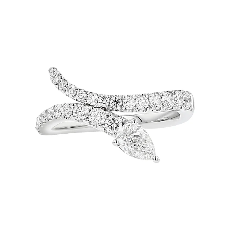 Women’s round engagement ring-Diamond Bypass Ring