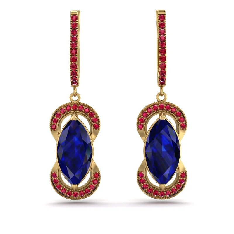 Women’s statement dangle earrings-Marquise Vintage Sapphire Earrings - Marley No. 58