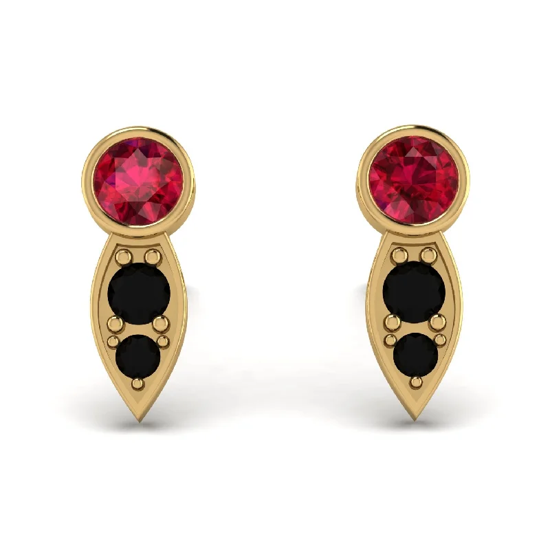 Women’s colorful earrings-Bezel Ruby Earrings In Pear Shaped - Aniya No. 40