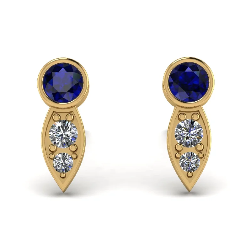 Women’s wedding earrings-Bezel Sapphire Earrings In Pear Shaped - Aniya No. 13