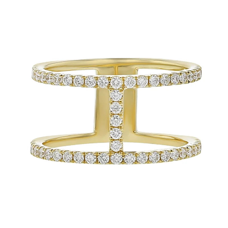 Women’s round engagement ring-18K Yellow Gold Diamond Paris 2-Row Ring