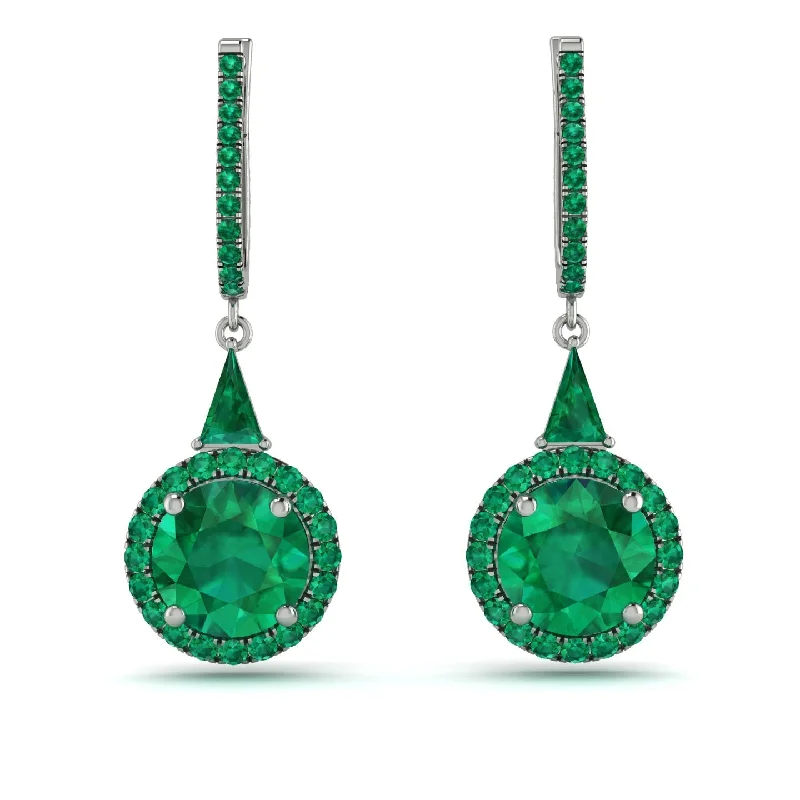 Women’s trendy earrings-Hidden Halo Emerald Earrings - Joanna No. 21