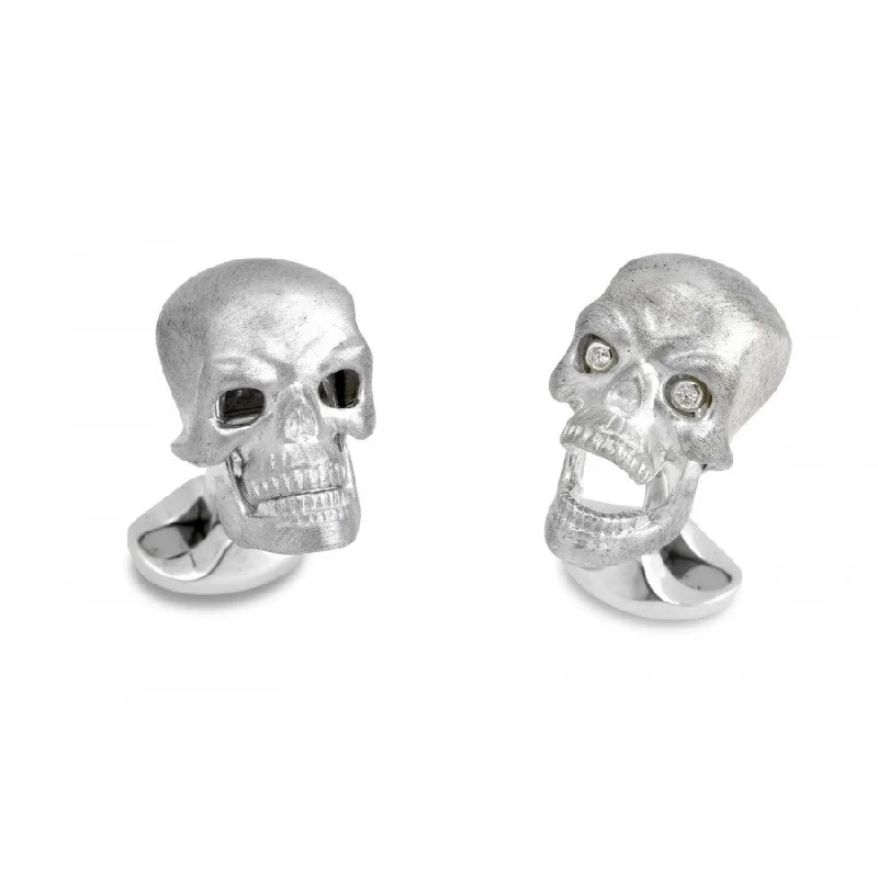 Women’s classic solitaire engagement ring-Deakin & Francis Silver Skull Cufflinks with Diamond Eyes