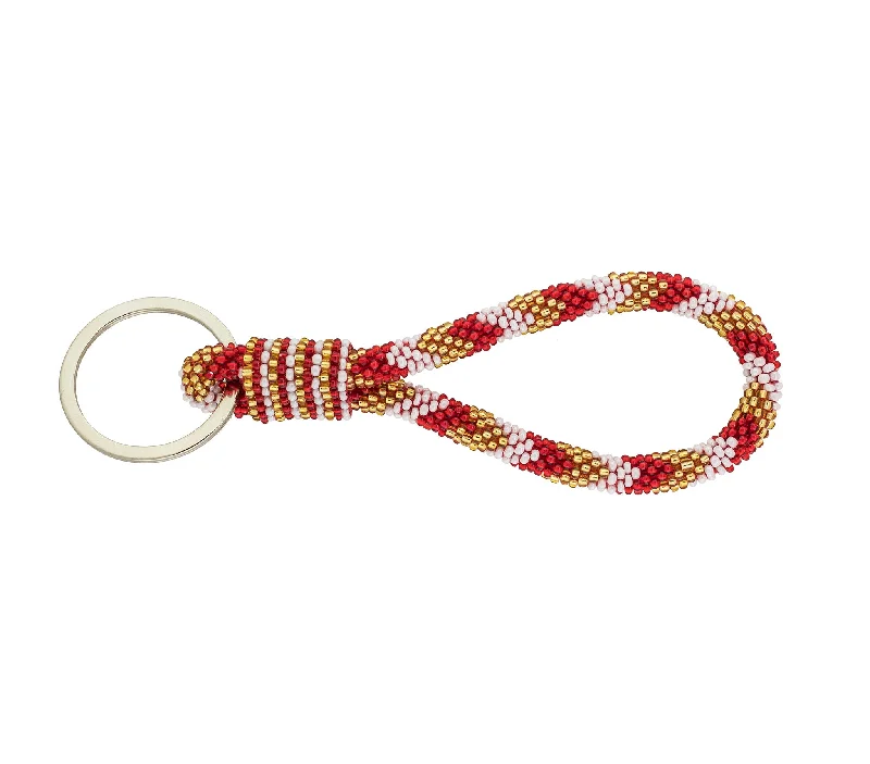 Women’s gemstone charm necklace-Game Day Roll-On® Keychain <br> - Red & Gold