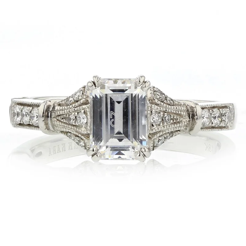 Women’s gemstone engagement ring-Emerald Cut Diamond Filigree Ring Setting