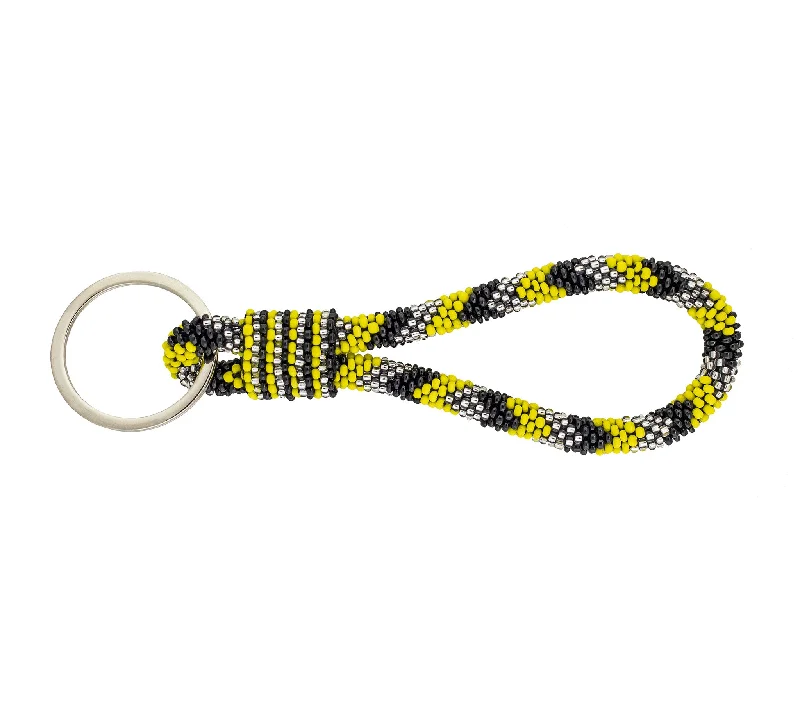 Women’s sterling silver necklace-Game Day Roll-On® Keychain <br> Black & Yellow