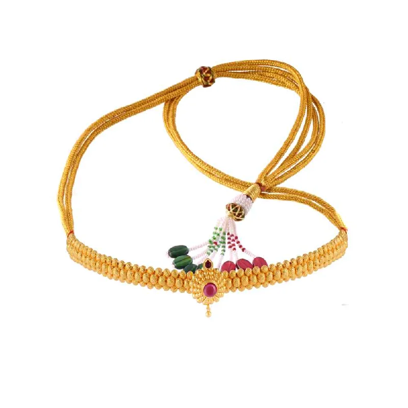 Women’s heart-shaped necklace-Shimmering 22k Gold Necklace Thusi Collection