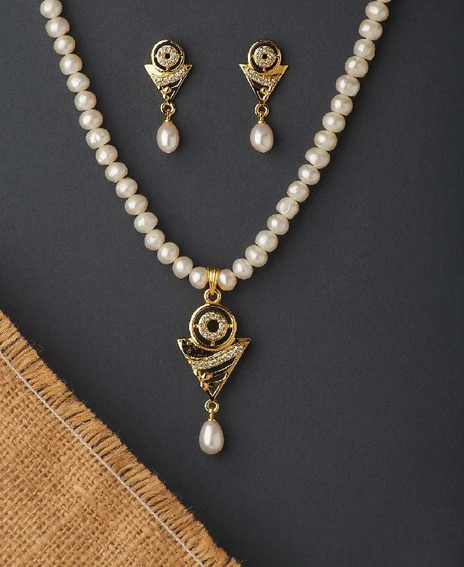 Women’s gold necklace-Trendy Real Pearl Necklace Set