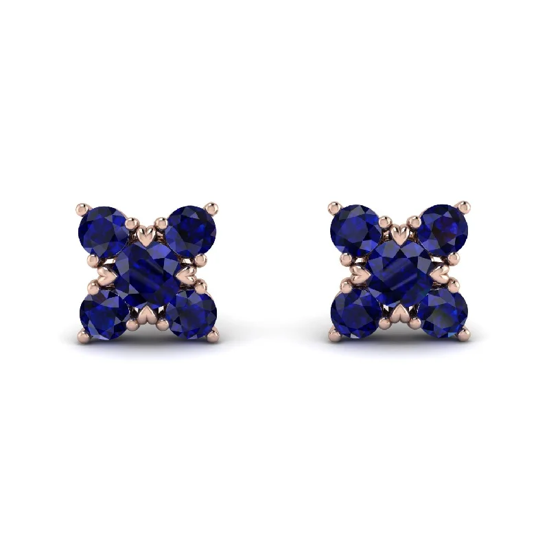 Women’s gemstone earrings-Geometrical 5 Sapphires Stud Earrings - Noa No. 74