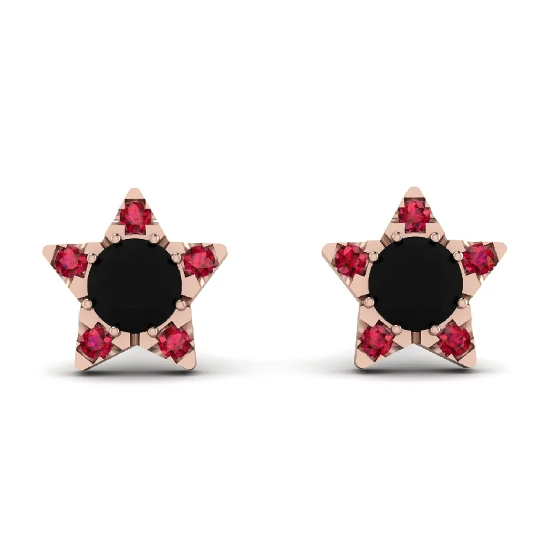 Women’s boho earrings-Star Halo Black Diamond Earrings - Zelda No. 53