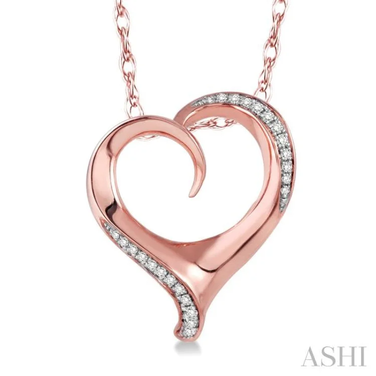 Women’s silver necklace-1/6 Ctw Round Cut Diamond Heart Pendant in 14K Rose Gold with Chain