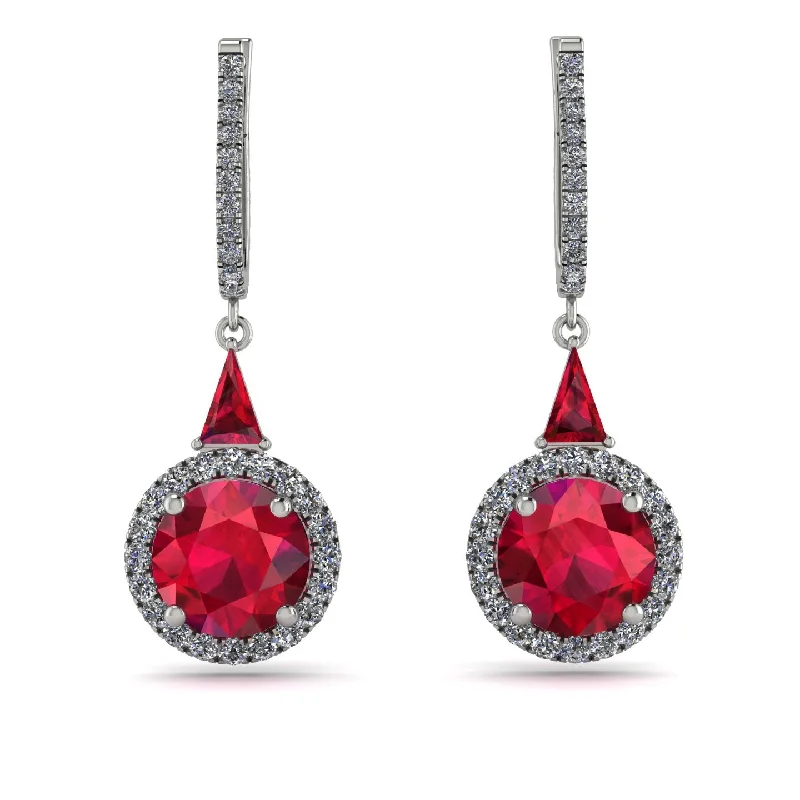 Women’s vintage earrings-Hidden Halo Ruby Earrings - Joanna No. 12