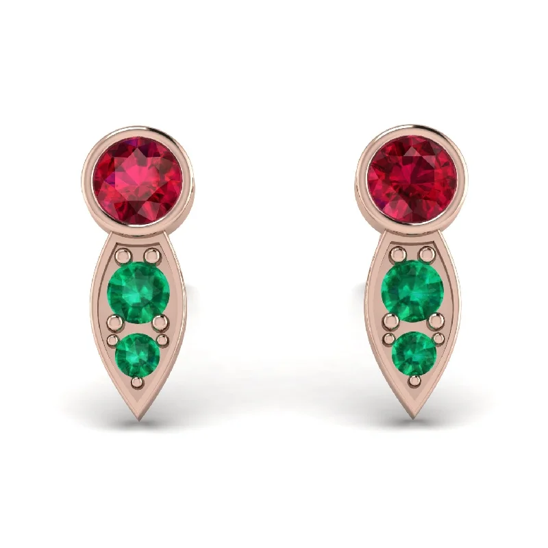 Women’s luxury diamond earrings-Bezel Ruby Earrings In Pear Shaped - Aniya No. 26