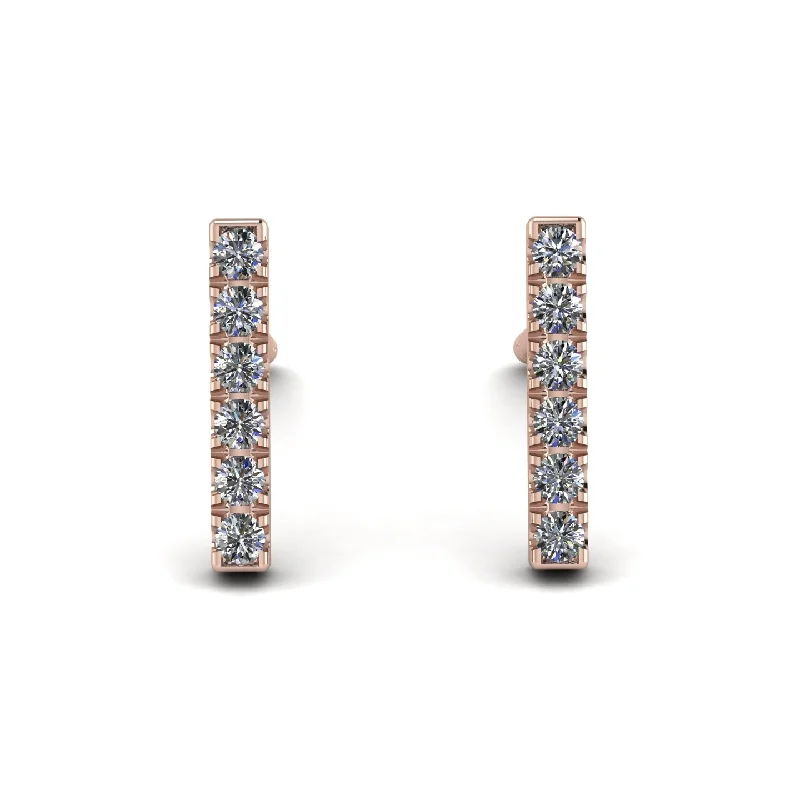 Women’s diamond stud earrings-Geometrical Gold Bar Diamond Earrings - Bonnie No. 2