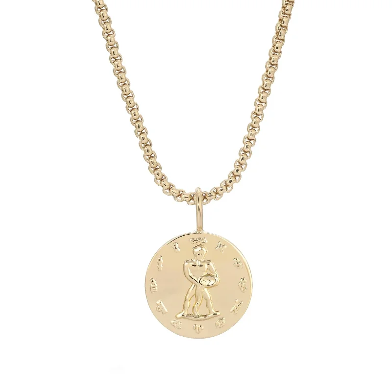 Women’s twisted necklace-Zodiac Pendant & Thin Box Chain Necklace