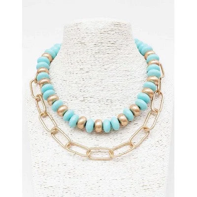 Women’s twisted necklace-Meghan Browne Dew Necklace - Turquoise