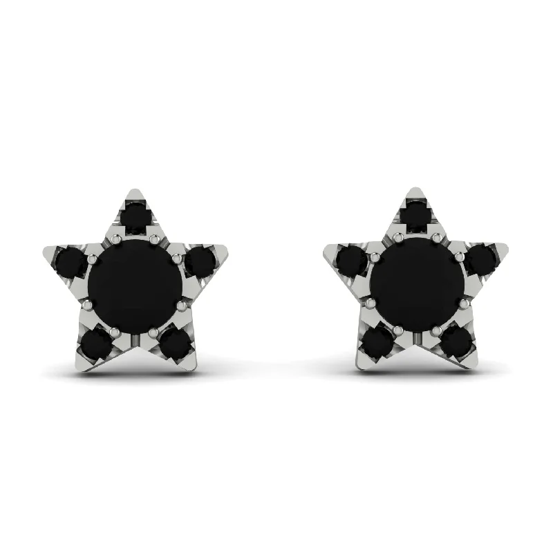 Women’s bridal earrings-Star Halo Black Diamond Earrings - Zelda No. 39