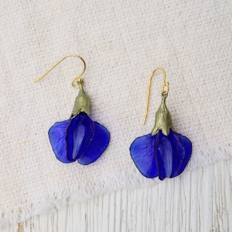 Women’s bridal drop earrings-Blue False Indigo Earrings