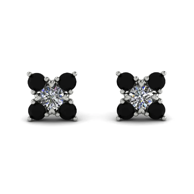 Women’s chandelier earrings-Geometrical 5 Diamonds Stud Earrings - Noa No. 33