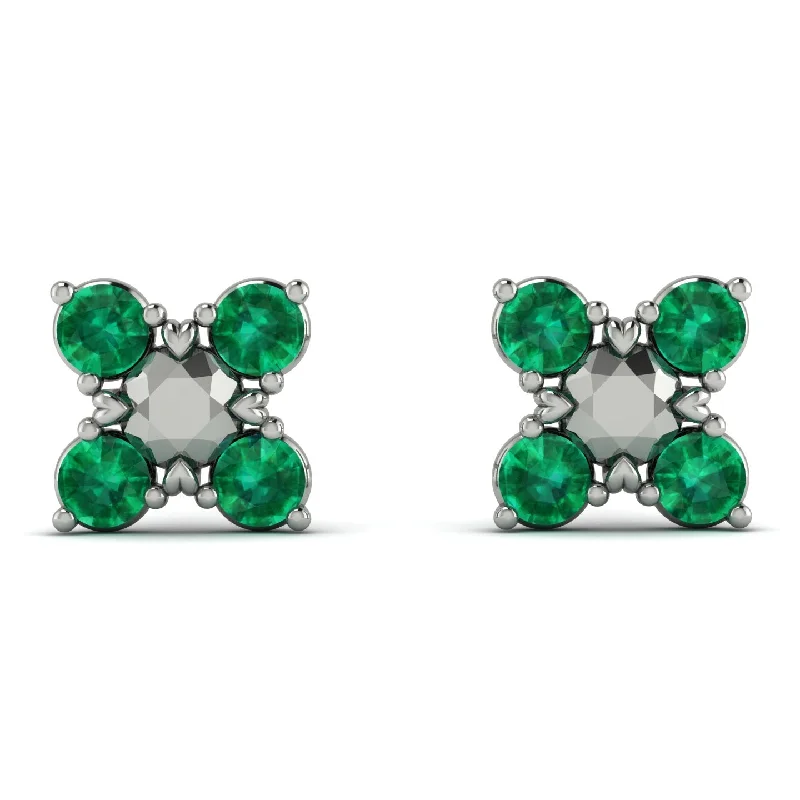 Women’s oval hoop earrings-GeometricEmerald Earrings Golden Diamond - Jayda No. 6