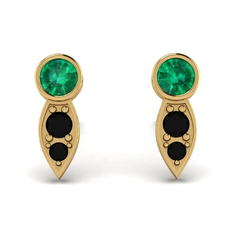 Women’s sapphire earrings-Bezel Emerald Earrings In Pear Shaped - Aniya No. 34